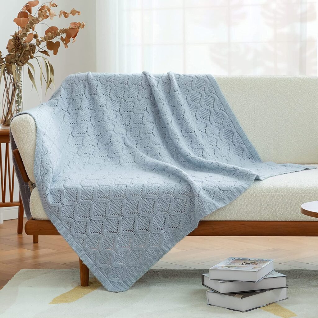 Amélie Home Lightweight Wave Pattern Knit Throw Blanket $14 at Amazon ...