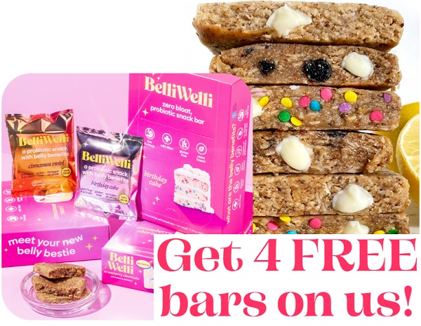 FOUR FREE BelliWelli Snack Bars w/Cashback (JUST USE YOUR PHONE!)