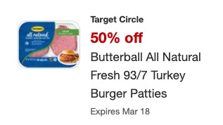 Target: ONLY $2.65/lb. Butterball All Natural Fresh 93/7 Turkey Burger Patties (JUST USE YOUR PHONE!)