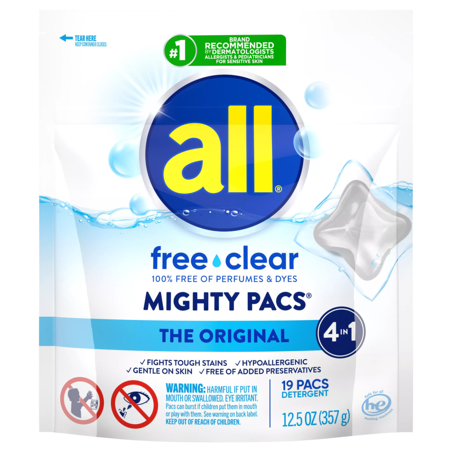 Walmart: $0.48 All Free Clear Mighty Pacs Laundry Detergent 19 ct (reg. $3.98; SAVE 88%)