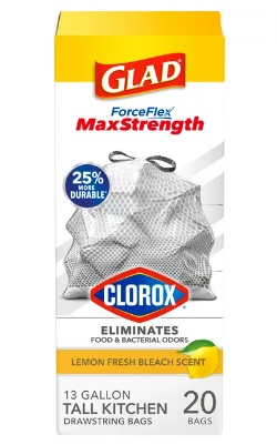 Walmart: $1.67 Glad ForceFlex MaxStrength Trash Bags 20 ct (reg. $5.92; SAVE 72%) – JUST USE YOUR PHONE!
